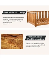 Minimalist Twin Teak Garden Swing Bed, Safe Sloped Design