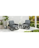 Modern 3-piece gray rattan rocking chair set with table, Patio/balcony
