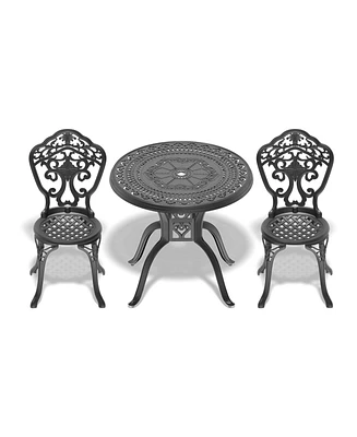 3-Piece Set Of All-Weather Cast Aluminum Dining Furniture Set With Black Frame
