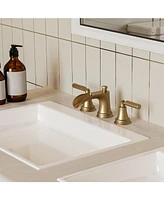 8 in. Widespread Double-Handle 3-Hole Waterfall Bathroom Faucet Water-Saving with Metal Drain Brushed Gold