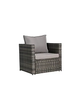3-Piece Patio Set, Woven L-Shaped Sectional, Sofa, Lounger & Coffee Table