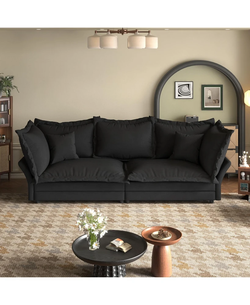 90.55" Modern Sofa with Deep Seat and Pillows, Convertible Chaise for Home Offices