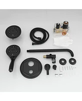 Single Handle 2-Spray Shower Faucet Set 1.8 Gpm with Valve Dual Handheld Shower Head with High Pressure in Matte Black