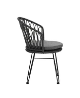 Boho Rattan Patio Dining Chairs - Set of 2