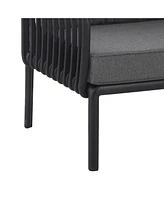 5-Piece Patio Set, Modern sectional with coffee table, waterproof cushions, black & gray