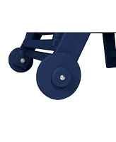 Outdoor lounge chair, 5-position, Hdpe, wheels, cupholder, navy