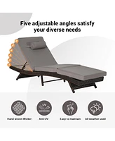 Outdoor Wicker Reclining Lounge Chairs (Set of 2) - Beach, Pool, Garden