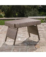 Faux Rattan Wicker Accent Table