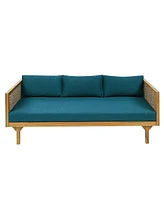 Acacia Wood Outdoor Daybed with Rattan Armrests