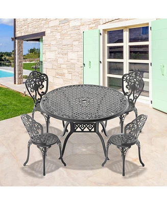 5-Piece Set Of All-Weather Cast Aluminum Dining Furniture Set With Black Frame