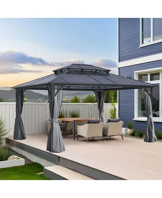10x12FT Hardtop Gazebo, Aluminum frame, polycarbonate roof