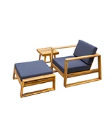 Acacia Lounge Set, Chair & Ottoman, Patio/Balcony/Garden
