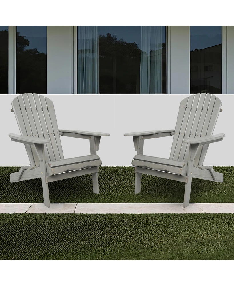 2 Wooden Folding Adirondack Chairs