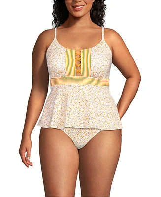 Lands' End Plus Lace-up Flutter Tankini Swimsuit Top
