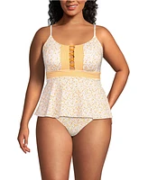 Lands' End Plus Size Lace-up Flutter Tankini Swimsuit Top