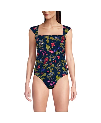 Lands' End Petite Square Neck Underwire Tankini Top