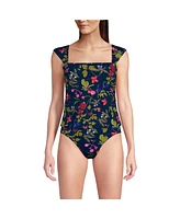 Lands' End Petite Square Neck Underwire Tankini Top