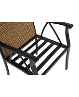 7pc Patio Dining Set, Wicker, Swivel Rockers, Cushions, Table