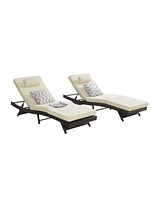 Outdoor Wicker Reclining Lounge Chairs (Set of 2) - Beach, Pool, Garden