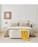 S03 Basics Upholstered Storage Ottoman and Entryway Bench White