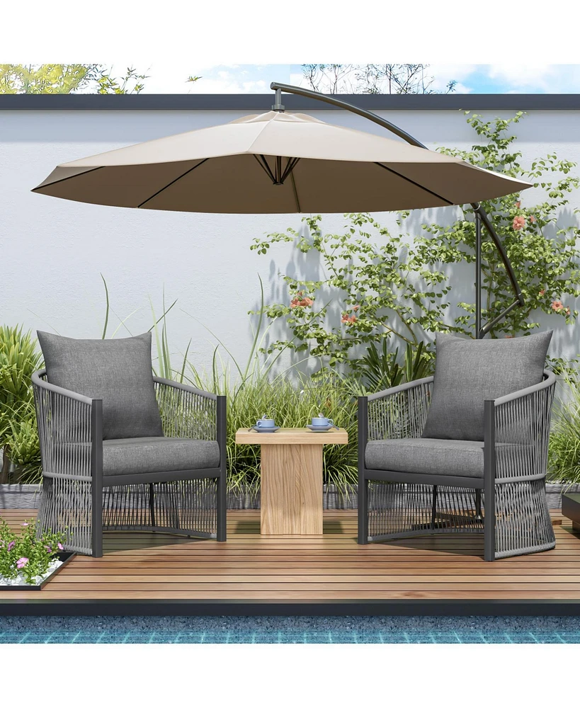 [Set of 2] Modern Gray Curved Aluminum Lounge Chair