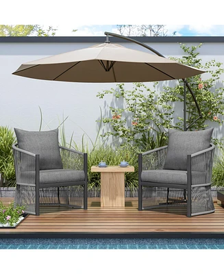 [Set of 2] Modern Gray Curved Aluminum Lounge Chair