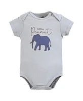 Touched by Nature Baby Boys Cotton Bodysuits, Classic Safari, Preemie