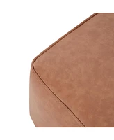 Square Pu Leather Ottoman,Tan