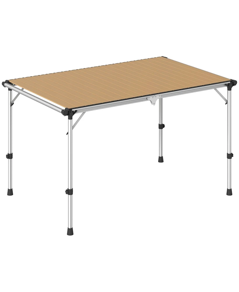 Outsunny Foldable Table, Adjustable Height Aluminum Table for Picnic