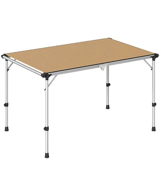 Outsunny Foldable Table, Adjustable Height Aluminum Table for Picnic