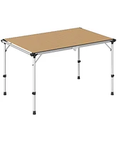 Outsunny Foldable Table, Adjustable Height Aluminum Table for Picnic