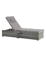 Outdoor Chaise Lounge Set, 2 Rattan Recliners, Table, Cushions, Pool/Beach
