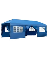 10x30 Pop Up Canopy, Sidewalls, Wheeled Bag, Blue