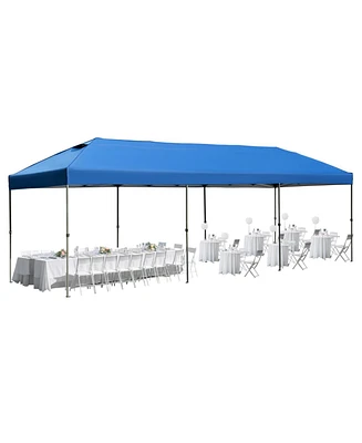 10x30 Pop Up Canopy, Sidewalls, Wheeled Bag, Blue