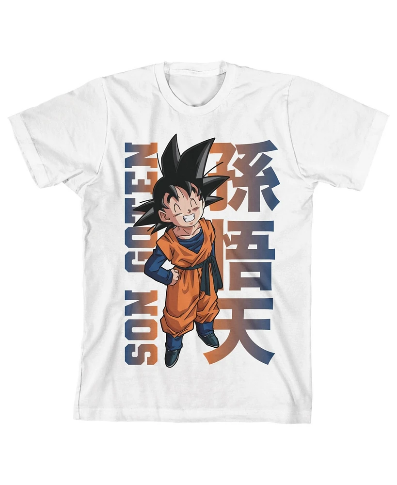 Dragon Ball Z Boys Son Goten with Ombre Kanji Youth White T-Shirt-xl