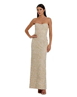 Mac Duggal Women's Strapless Beaded Lace Fitted Column Gown