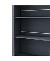83" Freestanding Kitchen Pantry with Faux Marble Top & 5 Drawers, Gray
