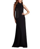Tadashi Shoji Women's Sims Taffeta Shoulder Bow Halter Gown Hibiscus
