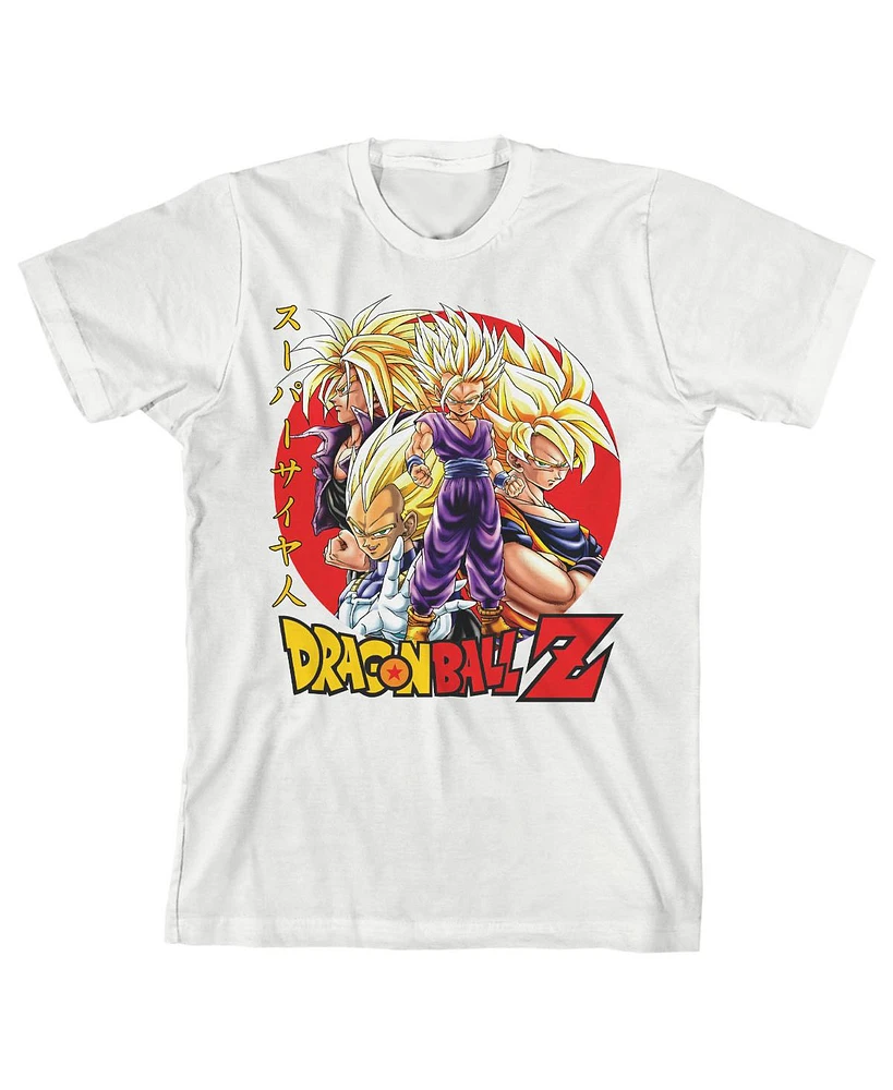 Dragon Ball Z Boys Super Saiyan Characters Layout w/ Logo Youth White T-shirt-xl