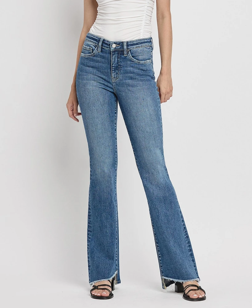 Vervet Women's High Rise Slant Hem Flare Jeans