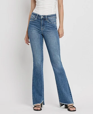 Vervet Women's High Rise Slant Hem Flare Jeans