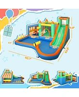 Qaba 8 in 1 Inflatable Bounce House Water Slide with 680W High Power Blower
