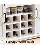 Wine Bar Cabinet with Wine and Glass Rack, Buffet Cabinet with Storage for Dining Room