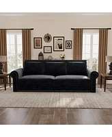 Chesterfield Convertible Sleeper, 3-in-1 Velvet Multi-Functional Sofa Bed - King Size