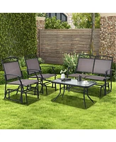 Gymax 4PCS Outdoor Glider Chair & Table Set Patio Conversation Furniture Set