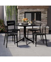 Modern 5-Piece Resin Round Patio Dining Table Set with Stackable Chairs