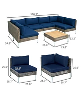 Outsunny 7 Piece Wicker Patio Furniture Set Outdoor Sectional, /