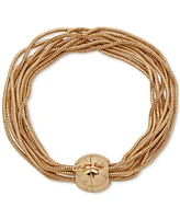 Anne Klein Gold-Tone Multirow Dome Magnetic Closure Statement Bracelet