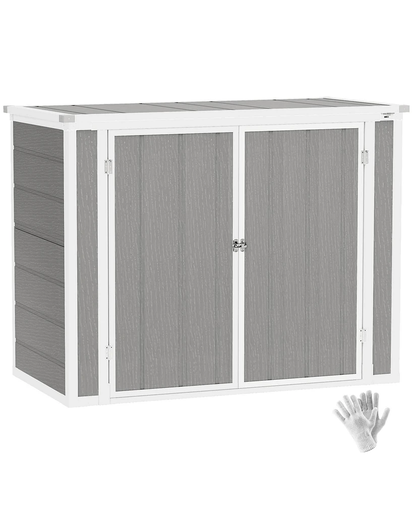 Outsunny 4.7 x 2.5FT Outdoor Storage Shed for Trash Cans, Lockable,