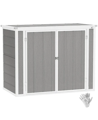 Outsunny 4.7 x 2.5FT Outdoor Storage Shed for Trash Cans, Lockable,